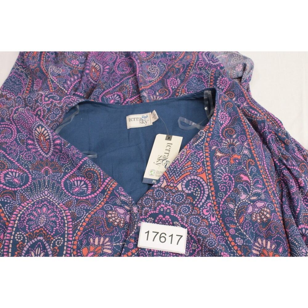 NWT Terra & Sky Plus Size 3X Midi Dress Boho Paisley Blue Comet Festival Indie - Picture 11 of 12